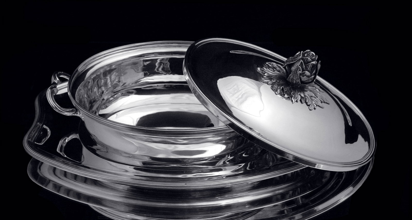 PUIFORCAT (HERMES) 3pc LOUIS XVI COVERED 950 STERLING SILVER VEGETABLE SERVER 1850-1899 - 4