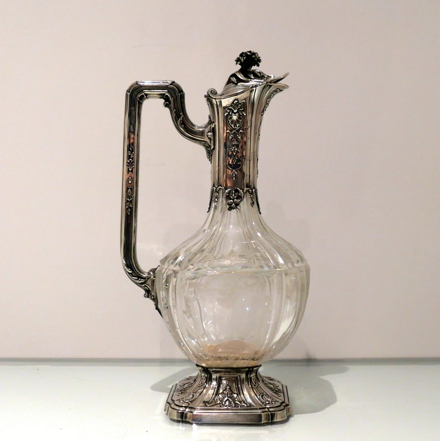 Late 19th Century French Silver & Crystal Claret Jug Paris Circa 1895 Edward Tetard: Title:Late 19th Century French Silver & Crystal Claret Jug Paris Circa 1895 Edward Tetard Description:Description An extremely stylish antique silver and crystal claret jug designed with a rare and