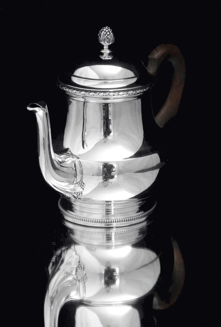 PUIFORCAT / HERMES ANTIQUE 5pc. 950 STERLING SILVER TEA SET + TRAY, 1850-1899 - 6