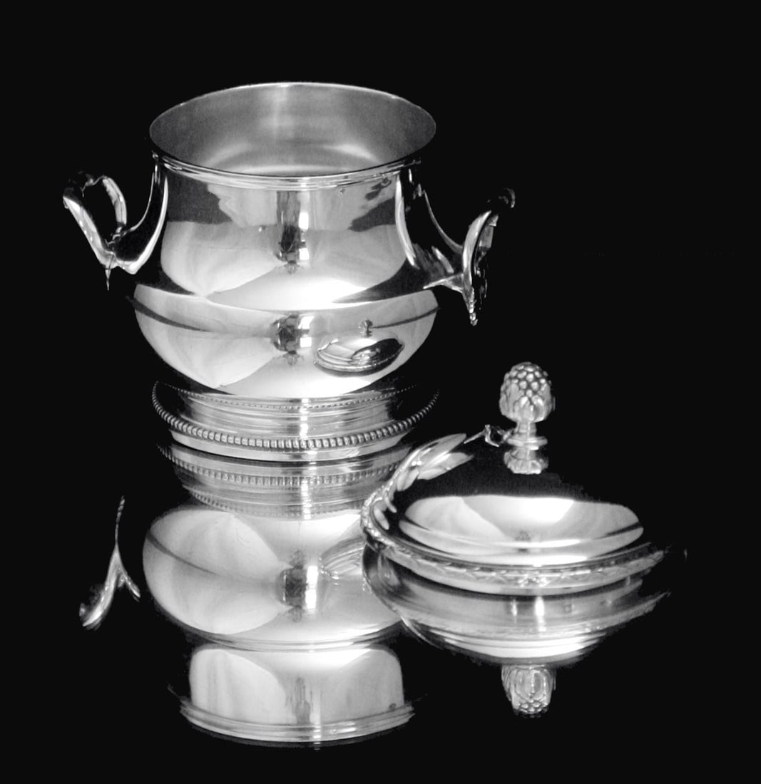 PUIFORCAT / HERMES ANTIQUE 5pc. 950 STERLING SILVER TEA SET + TRAY, 1850-1899 - 9