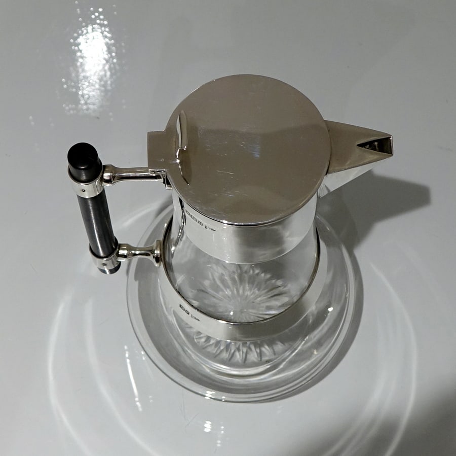 Early 20th Century Antique Edwardian Sterling Silver & Glass Claret Jug Sheffield 1907 Walker & Hall - 9