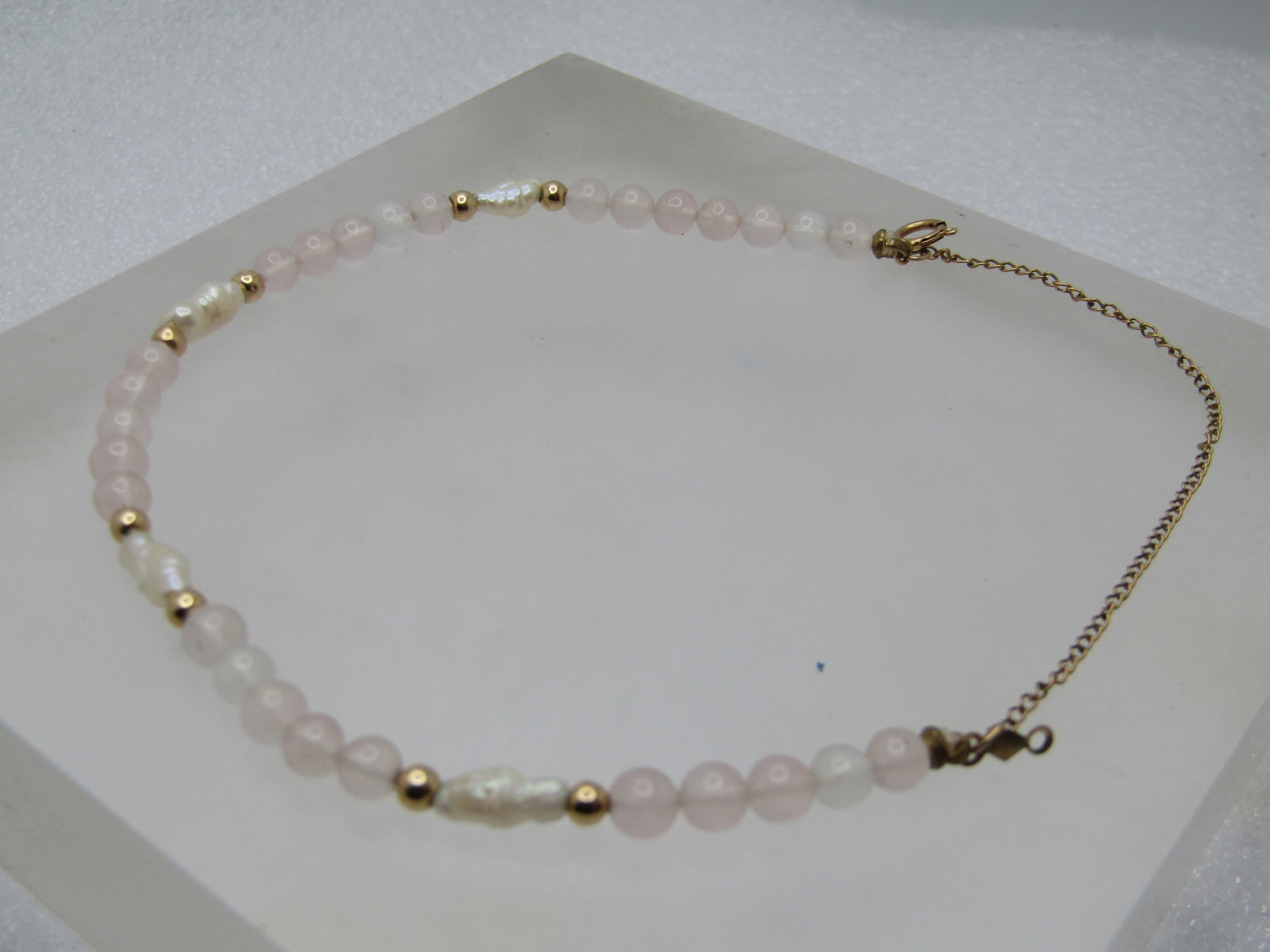 Vintage 14kt Freshwater Pearl Quartz Bracelet, 6.75", 1980's-1990's - 2