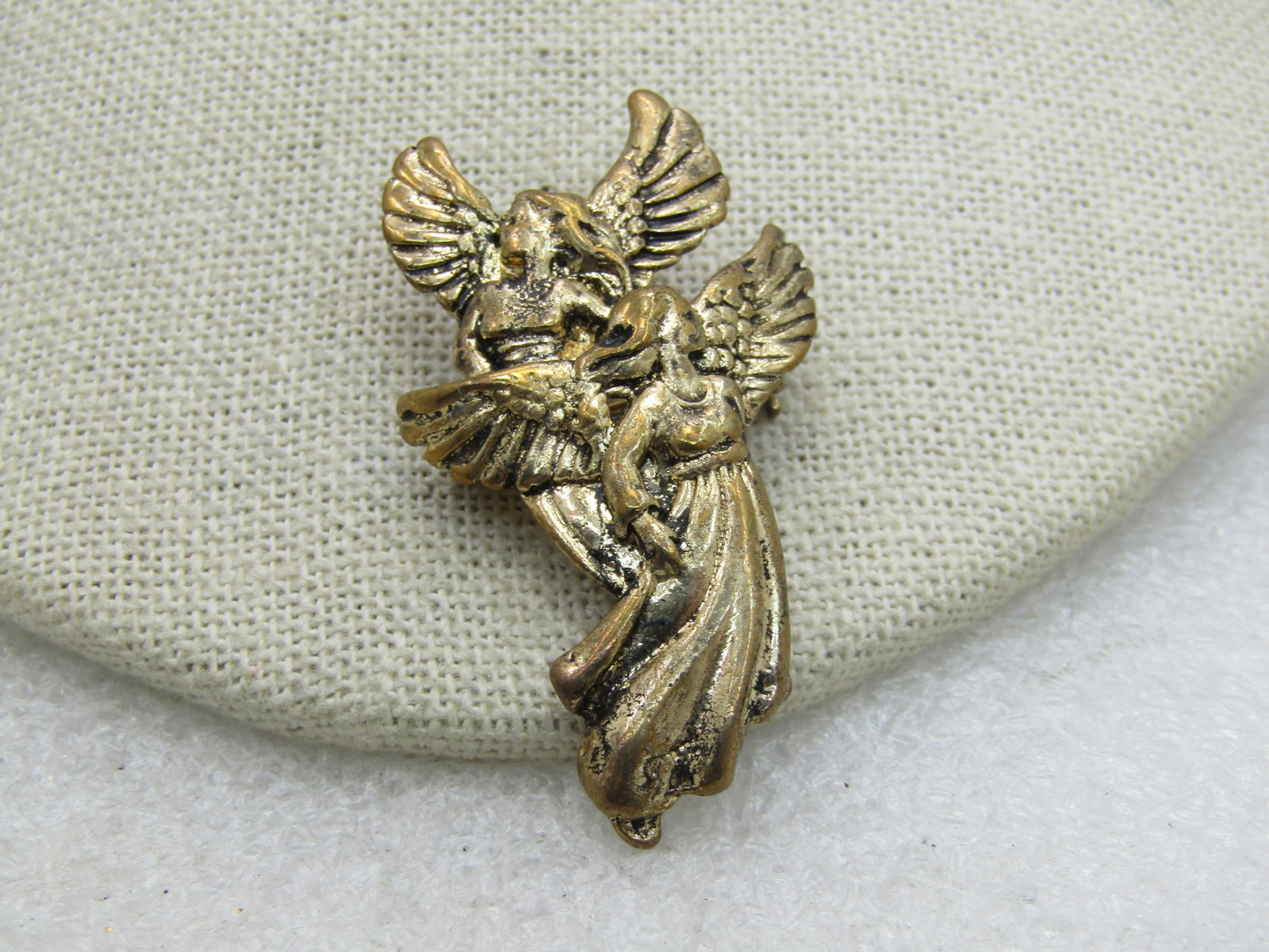 Vintage Double Angels Brooch/Pendant Combination, 1990's, 2" (1 of 7)