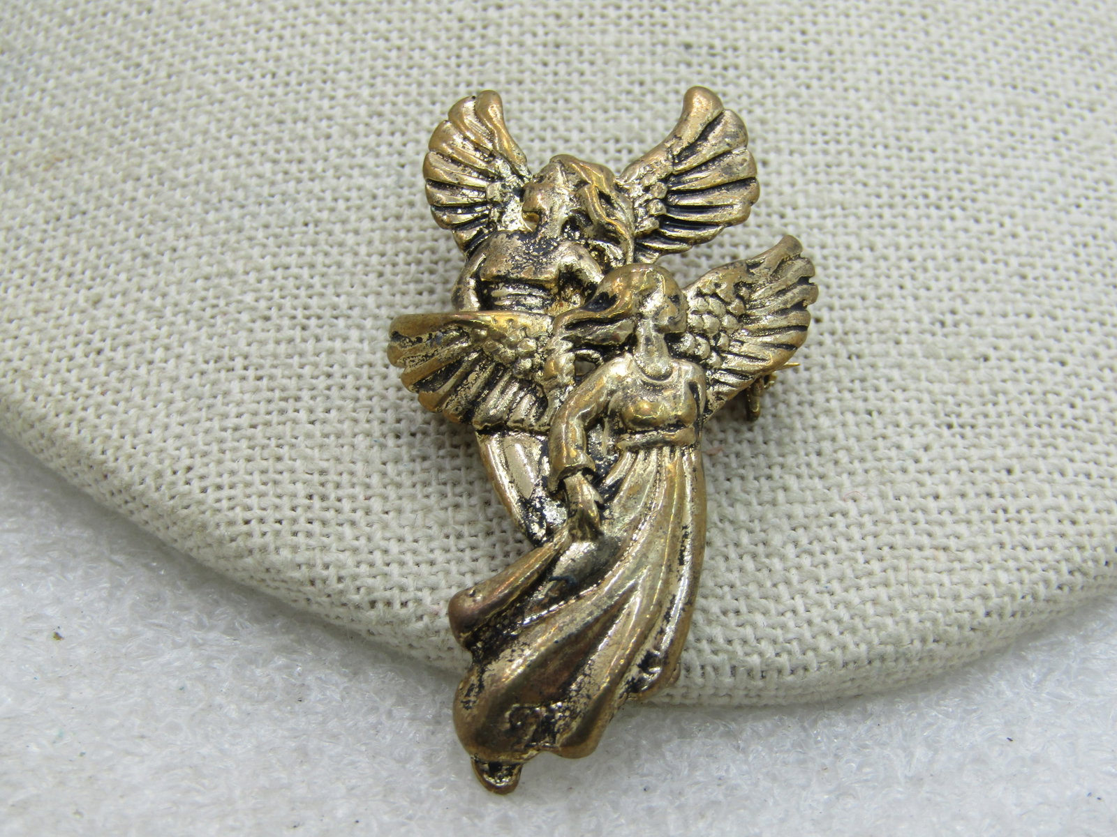 Vintage Double Angels Brooch/Pendant Combination, 1990's, 2" - 2