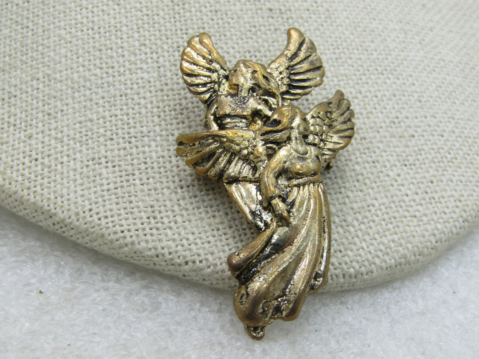 Vintage Double Angels Brooch/Pendant Combination, 1990's, 2" - 3