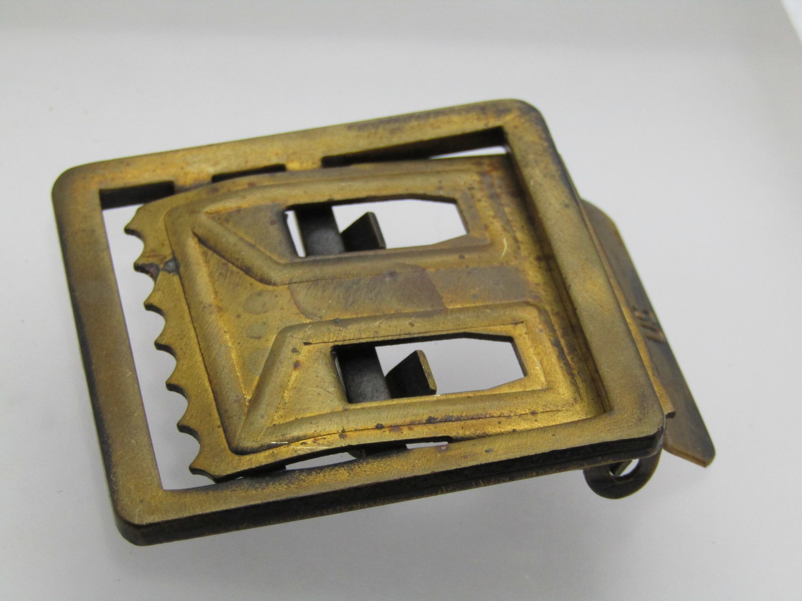 Vintage Military Brass Belt Buckle, Signed AB. 1.25" Belt (1 of 4)