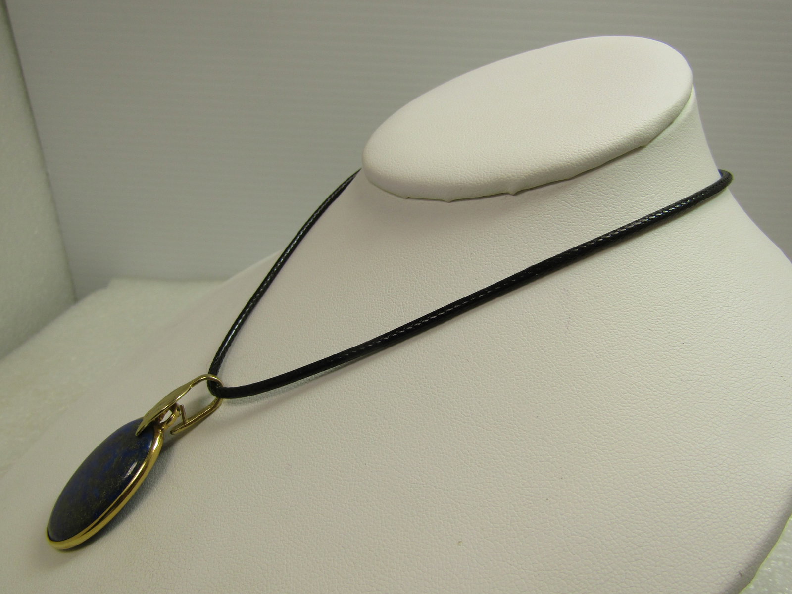 Vintage Lapis Lazuli Leaf Pendant/Necklace, 24", 1980's-1990's, 14kt G.F. - 2