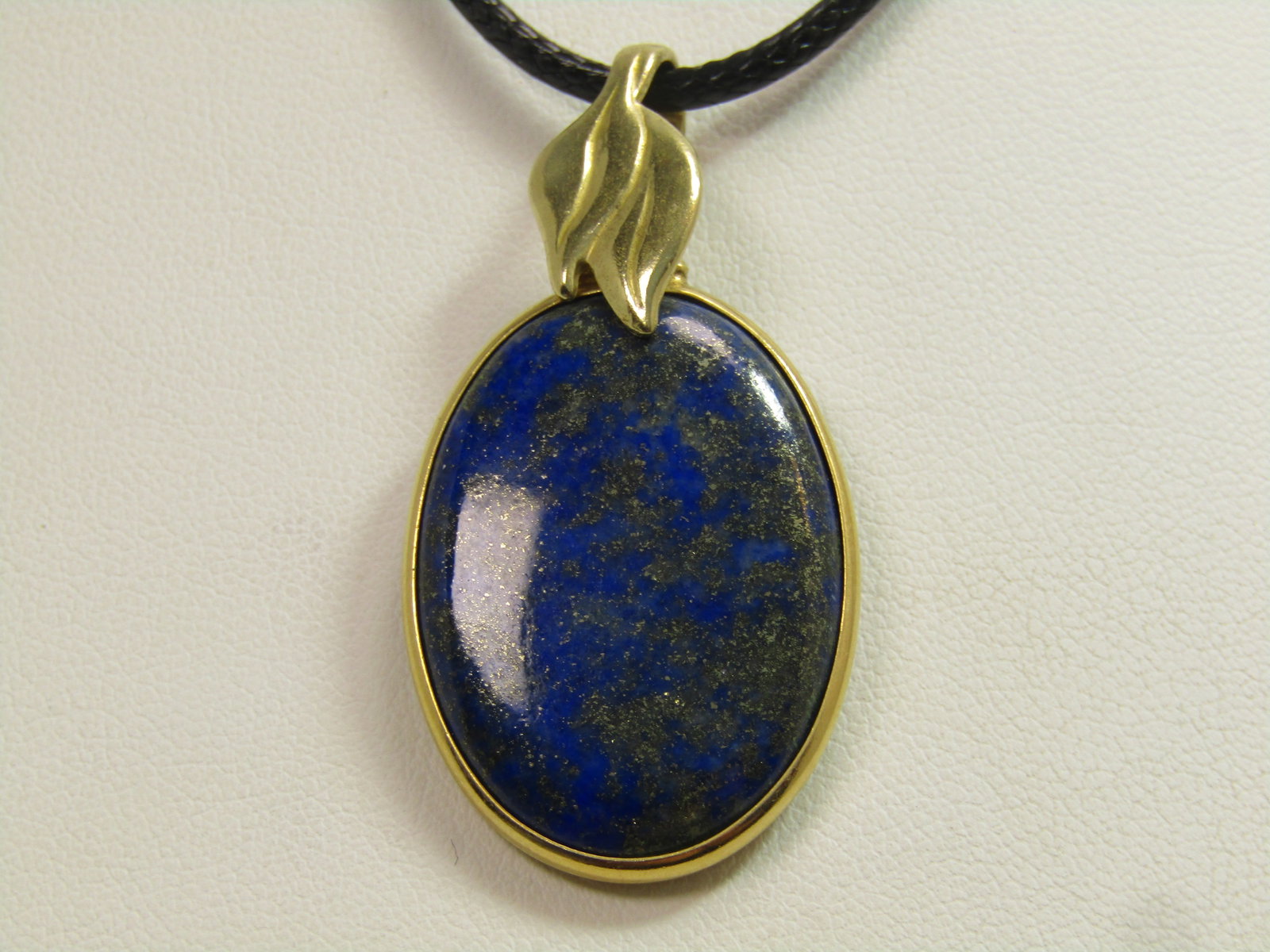 Vintage Lapis Lazuli Leaf Pendant/Necklace, 24", 1980's-1990's, 14kt G.F. - 4