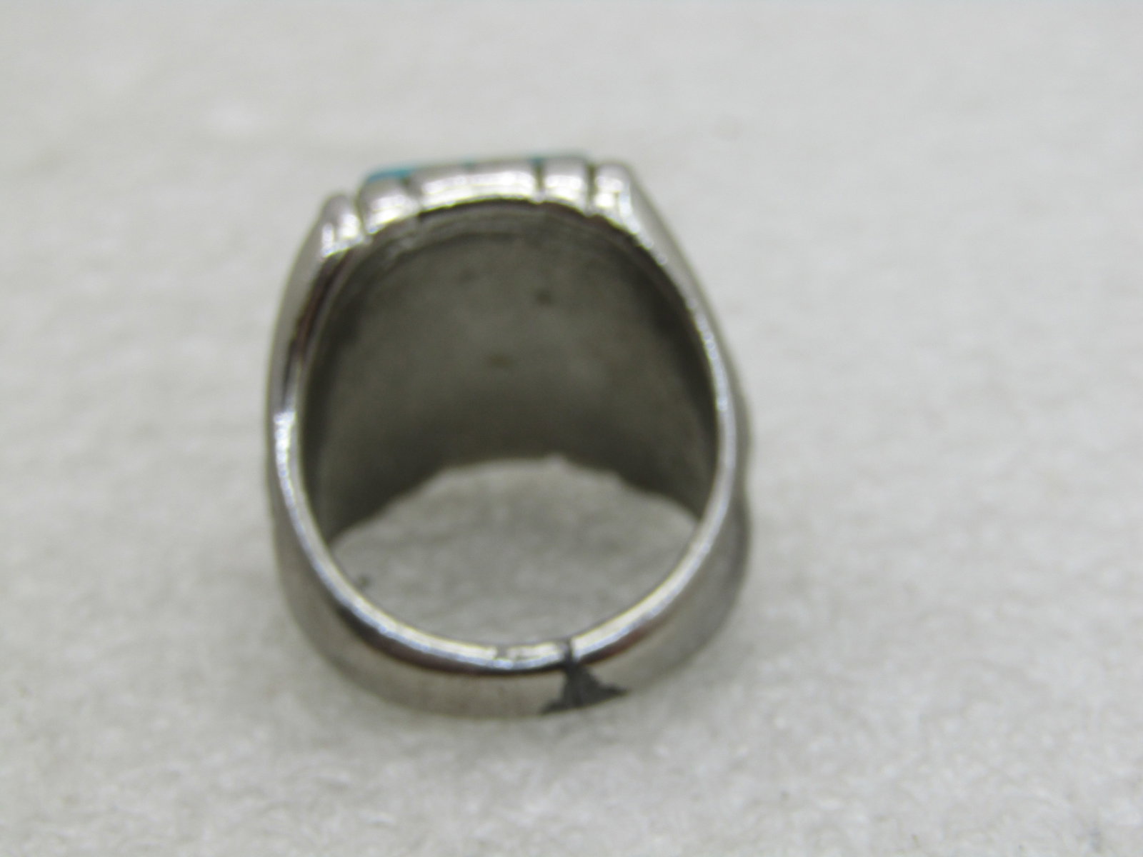Vintage Southestern Faux Turquoise Ring, Sz 9, Silver Tone (NL) - 4