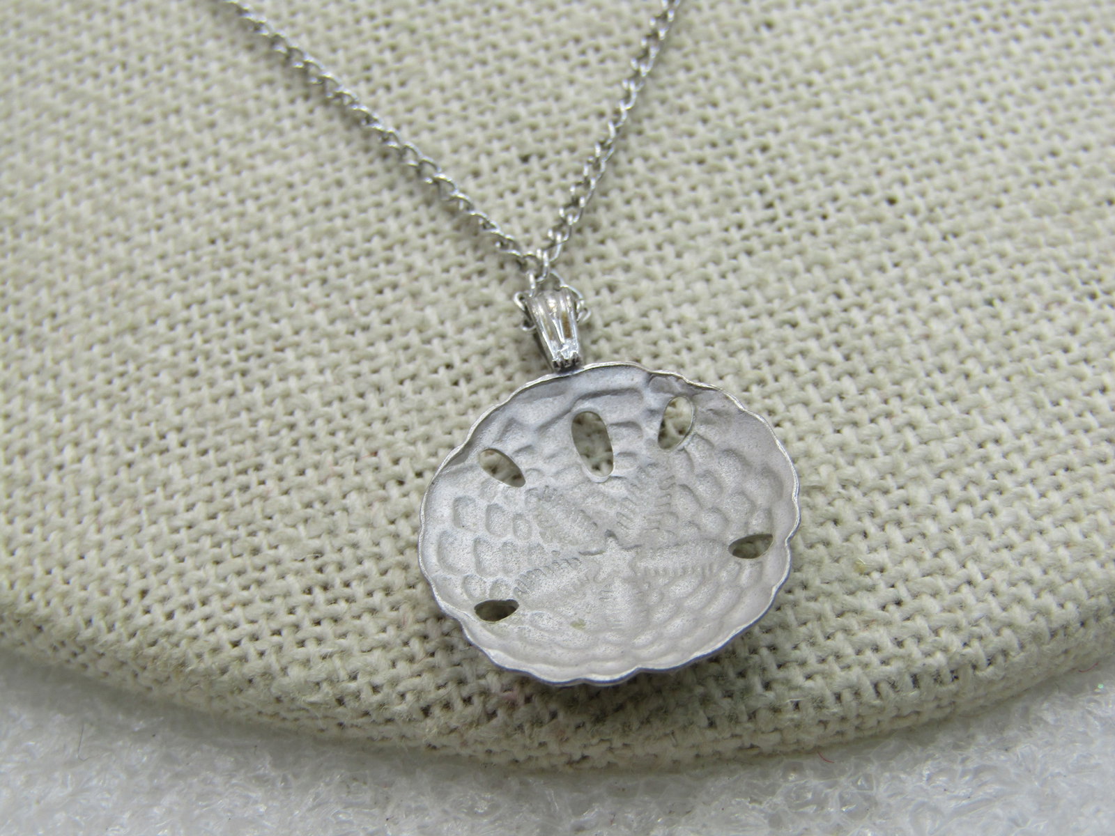 Vintage Sterling Silver Sand Dollar Necklace, 18", Signed B.A.B - 3