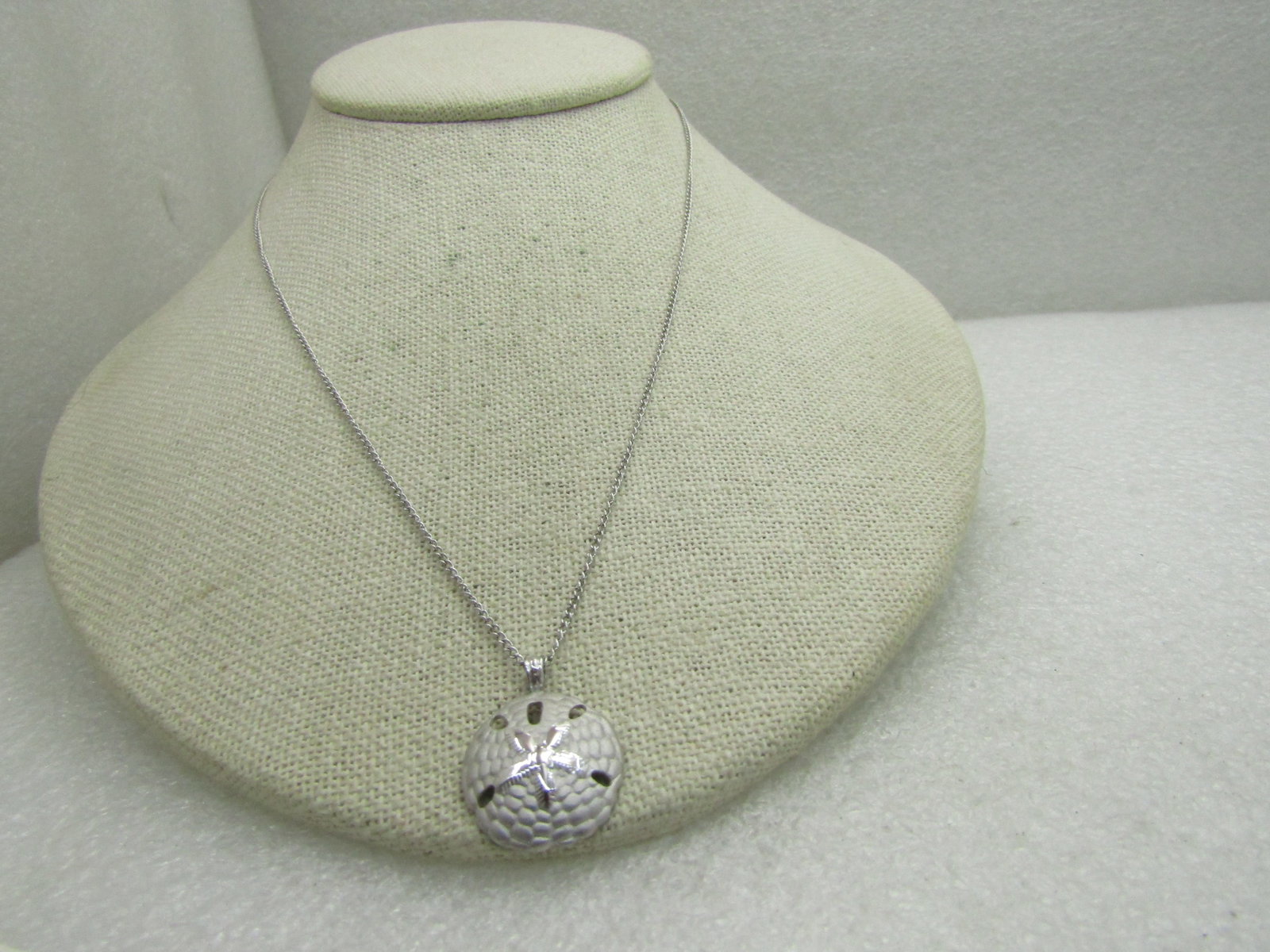 Vintage Sterling Silver Sand Dollar Necklace, 18", Signed B.A.B - 4