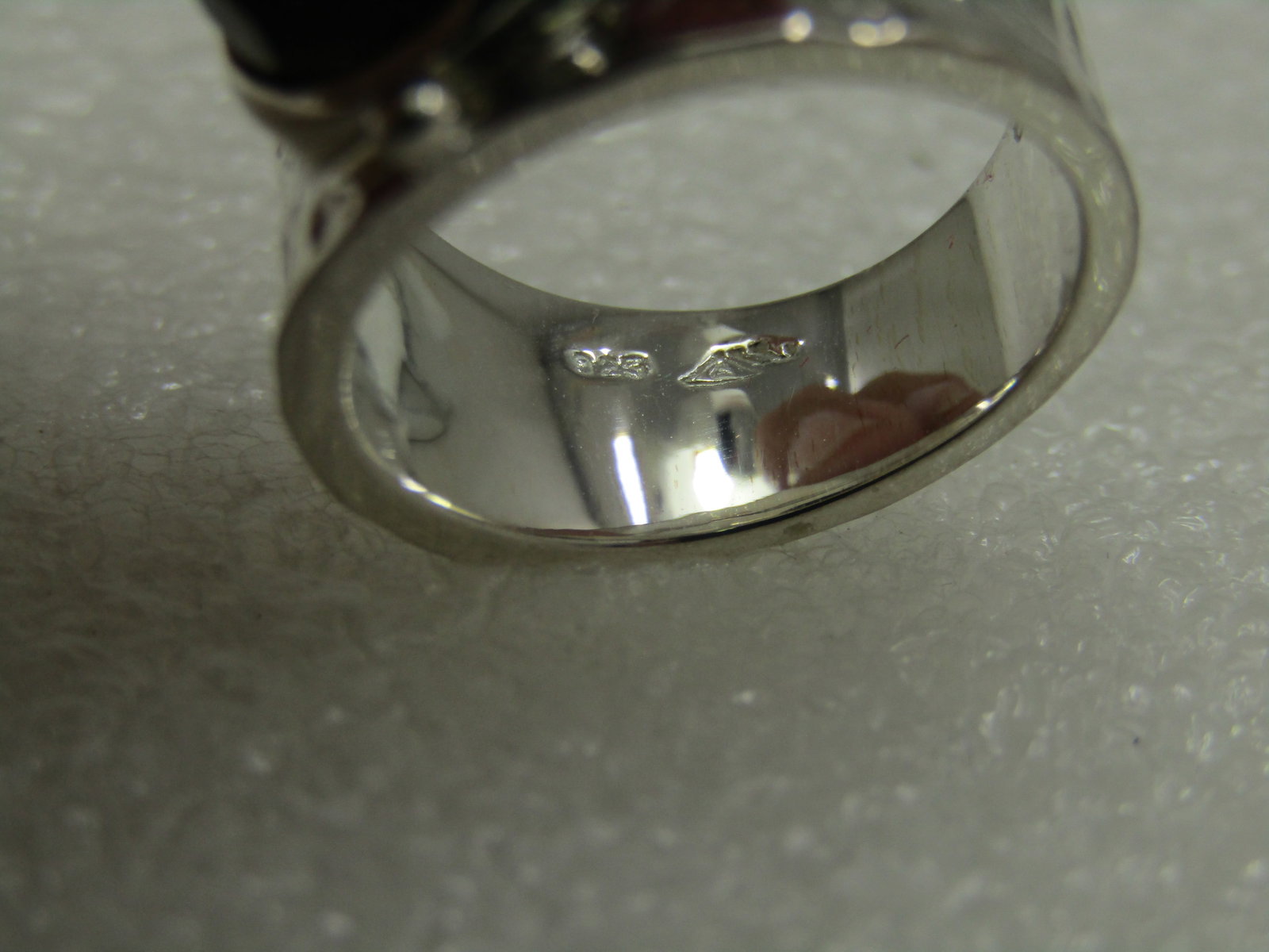 Sterling Smoky Topaz Wide Hammered Band Ring, Sz. 8, - 8