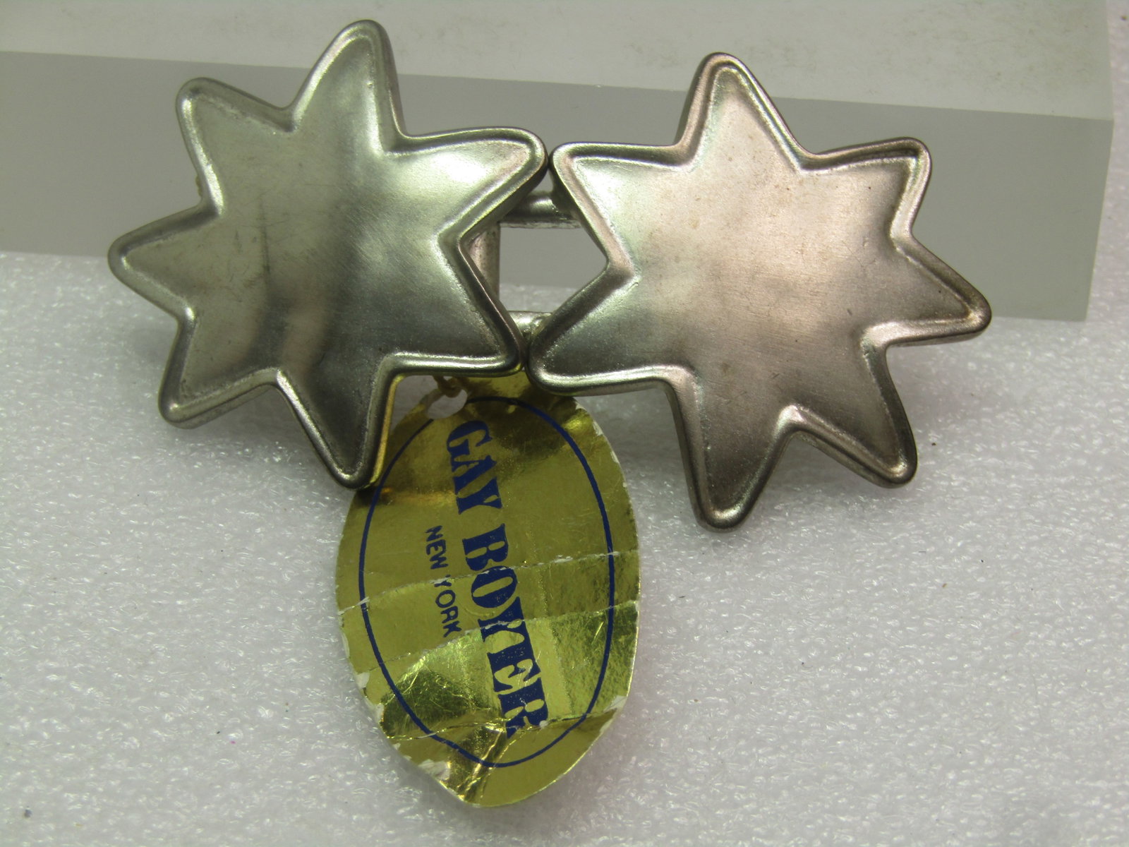 Vintage Silver Tone Star Inlocking Buckle Set, Gay Boyer New York, 1970's - 2