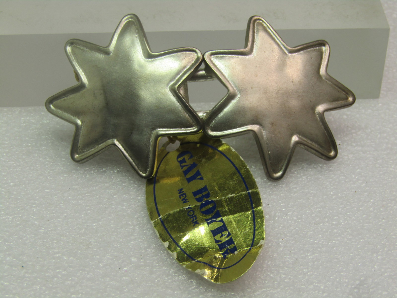 Vintage Silver Tone Star Inlocking Buckle Set, Gay Boyer New York, 1970's - 3