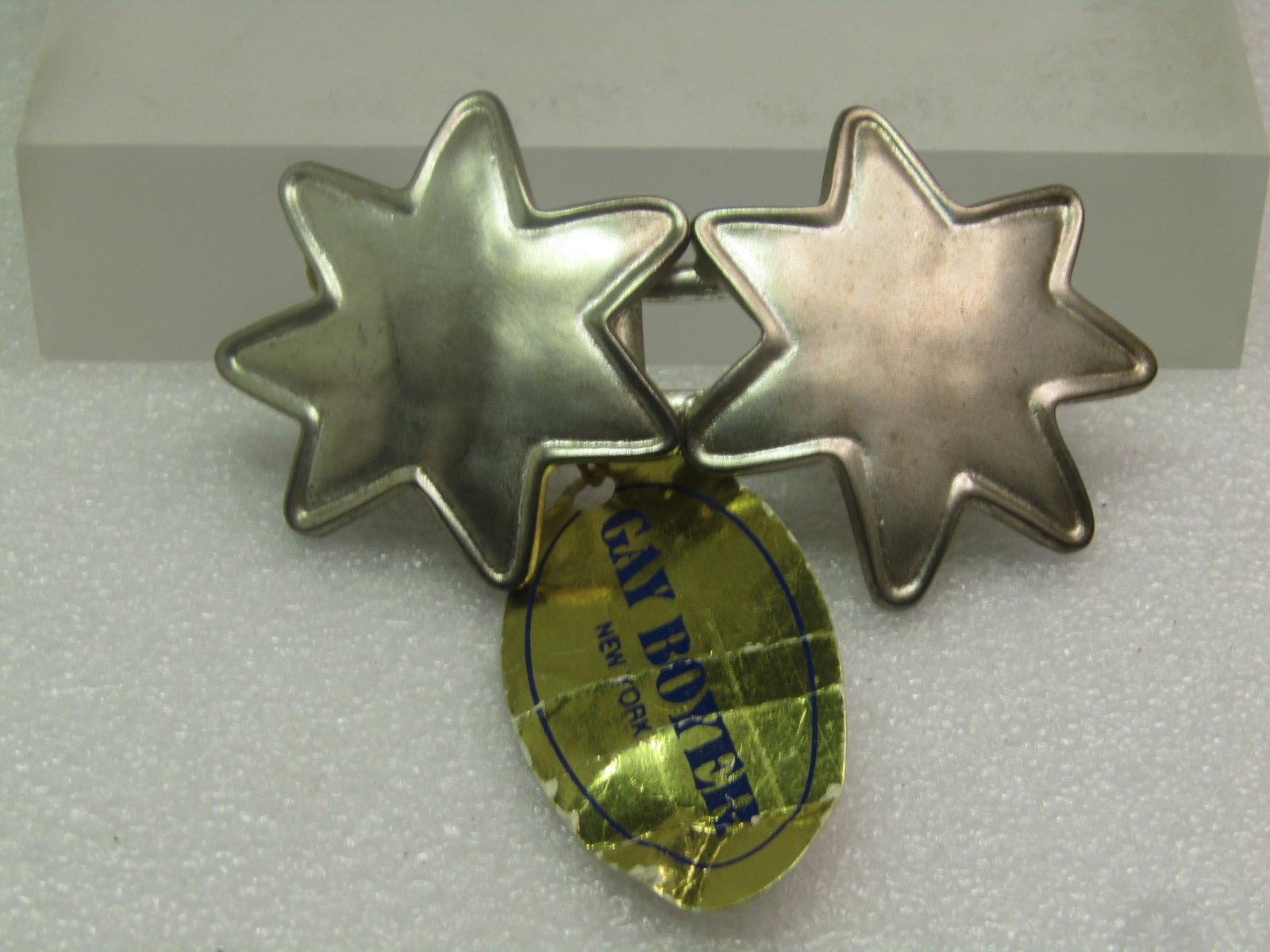Vintage Silver Tone Star Inlocking Buckle Set, Gay Boyer New York, 1970's - 4