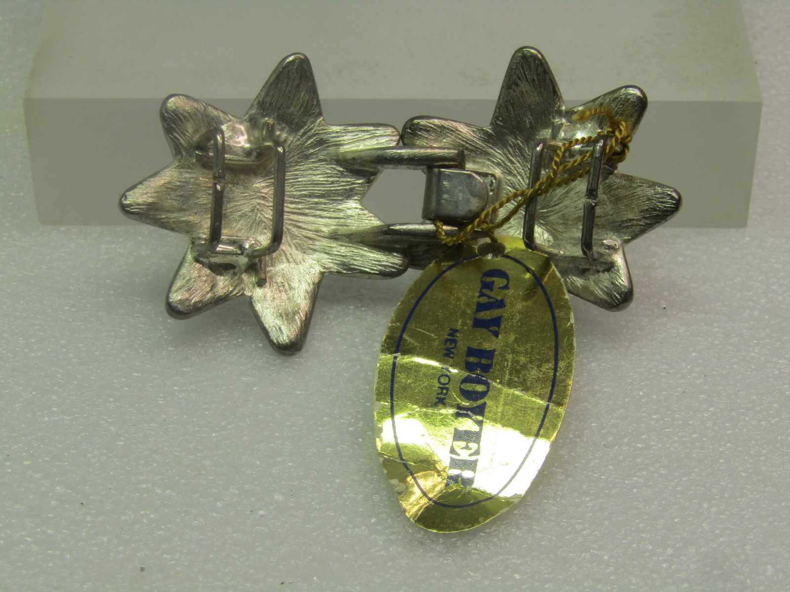 Vintage Silver Tone Star Inlocking Buckle Set, Gay Boyer New York, 1970's - 5
