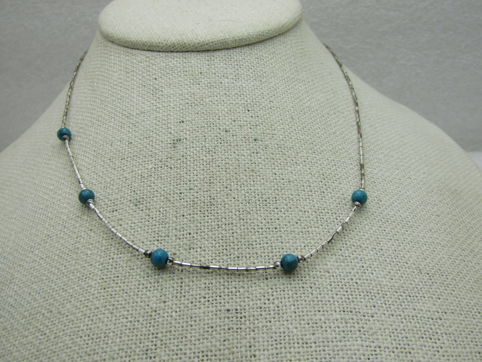 Vintage Southwestern Turquoise Necklace, 16" (NL) - 2