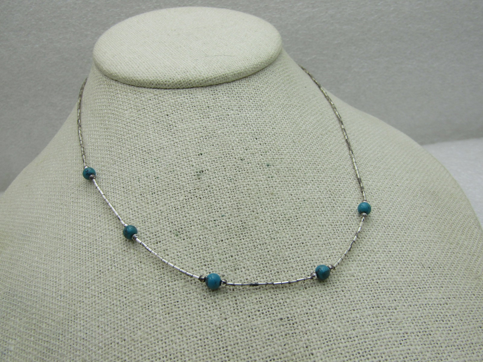 Vintage Southwestern Turquoise Necklace, 16" (NL) - 3