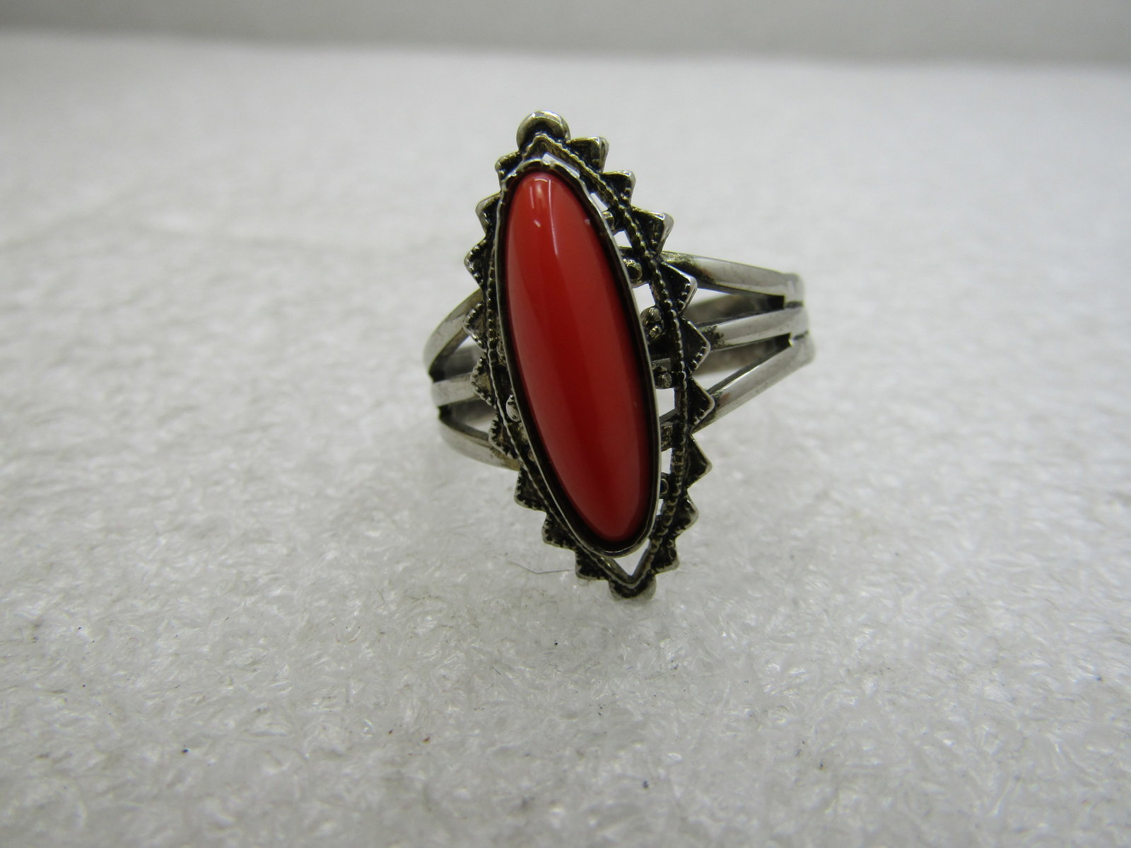 Southwestern Faux Coral Ring, Adjustable, Sz. 6-9 (1 of 7)