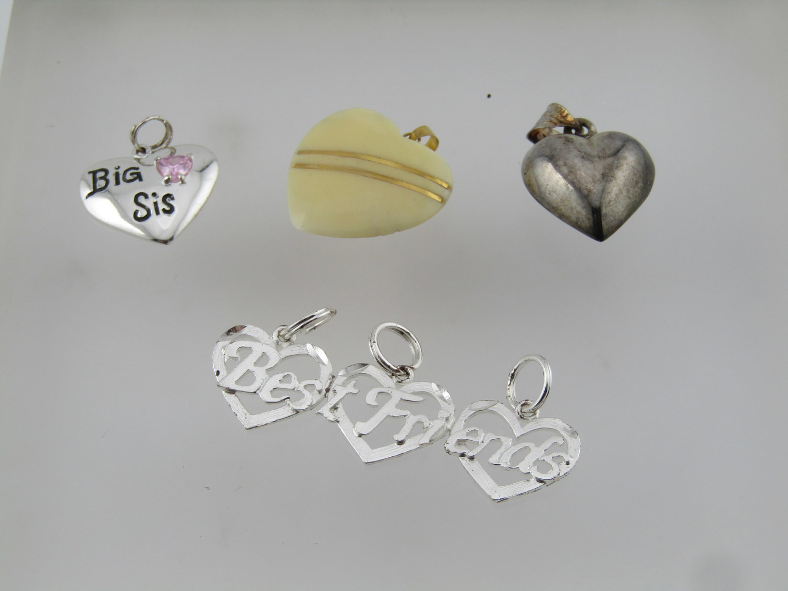 Three Silver Tone Pendants, Best Friends, Heart, Big Sis - 2