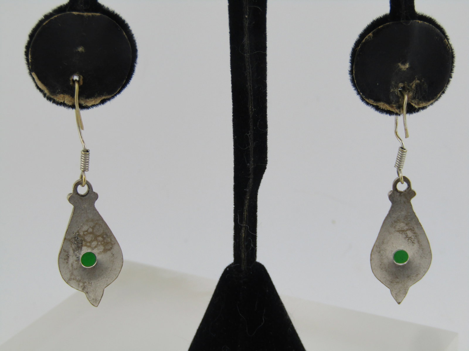 Vintage Green Glass Boho Drop Earrings, Pierced, 1980's-1990's - 4