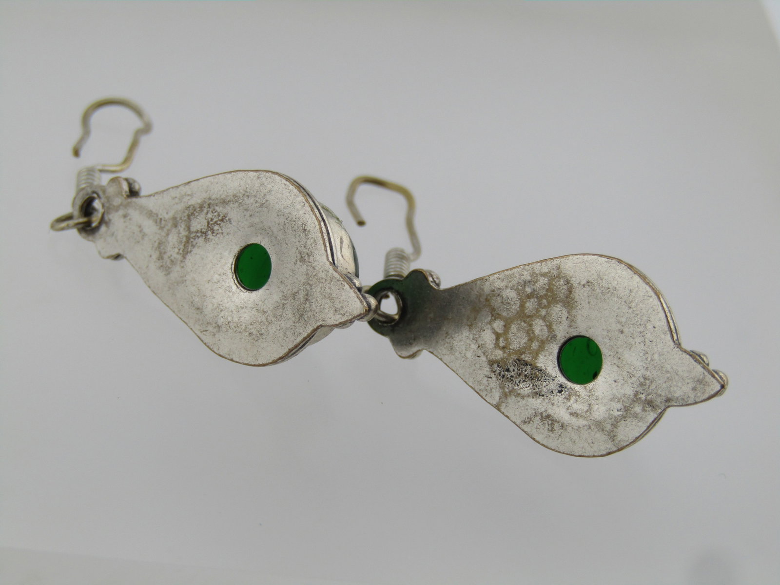 Vintage Green Glass Boho Drop Earrings, Pierced, 1980's-1990's - 7