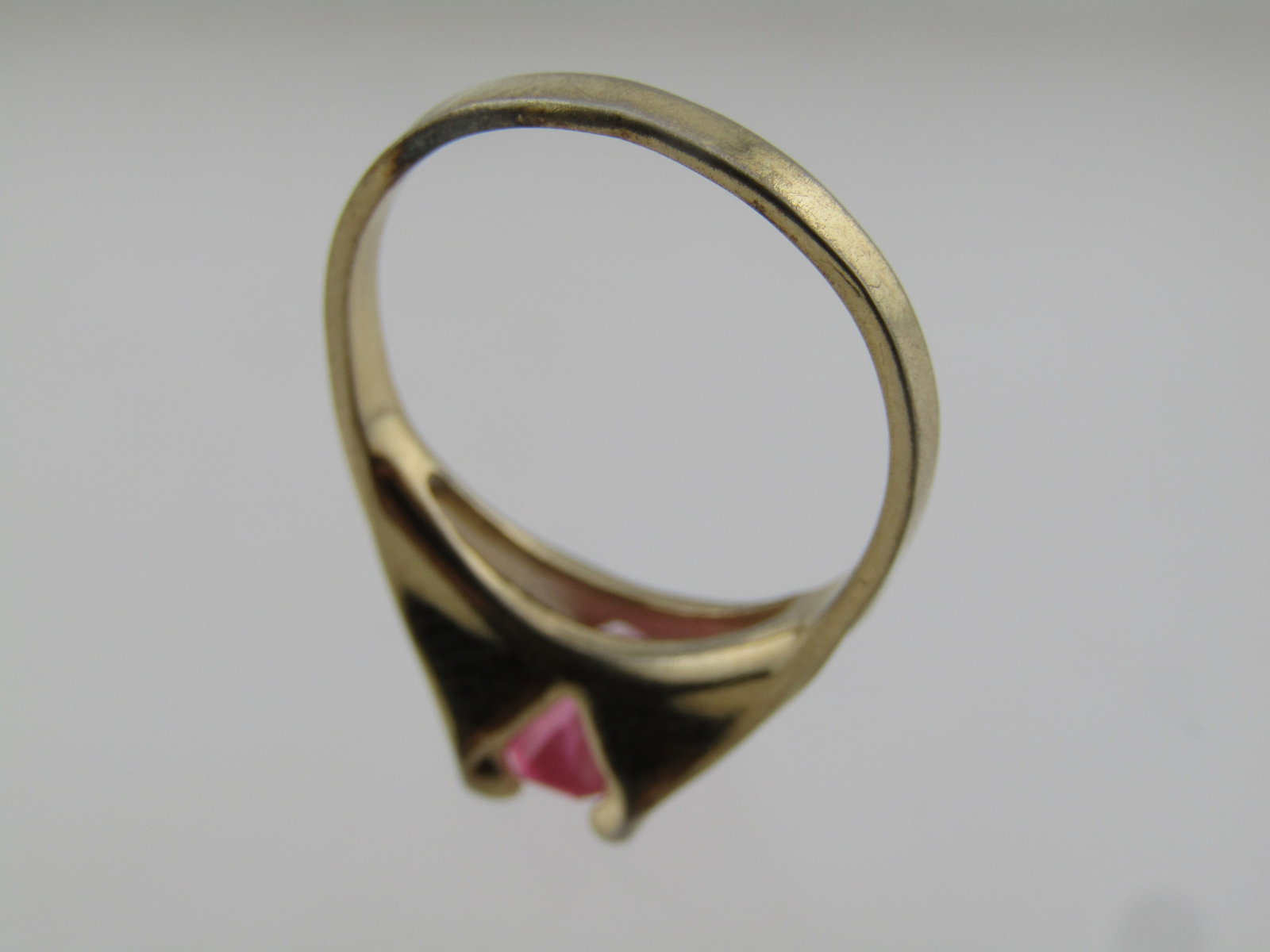 10kt G.F/Plated Pink Stone ring, Sz. 8, 1960's-1970's - 4