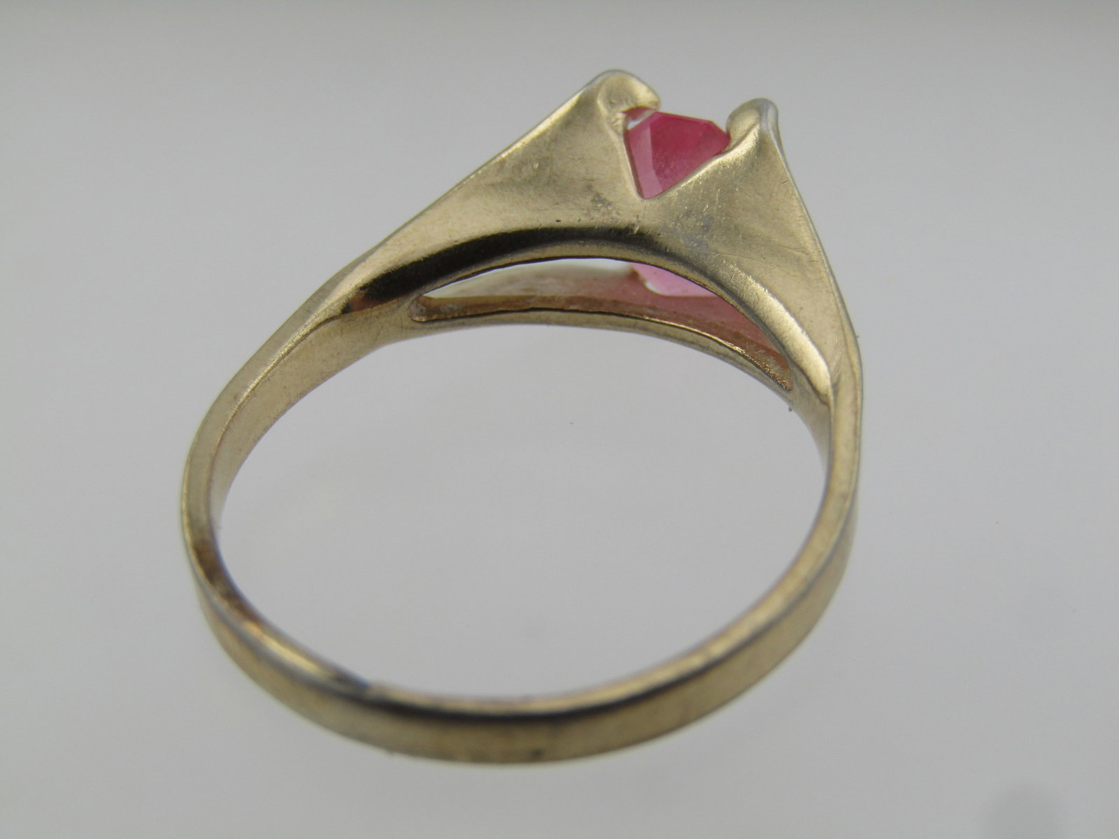 10kt G.F/Plated Pink Stone ring, Sz. 8, 1960's-1970's - 6