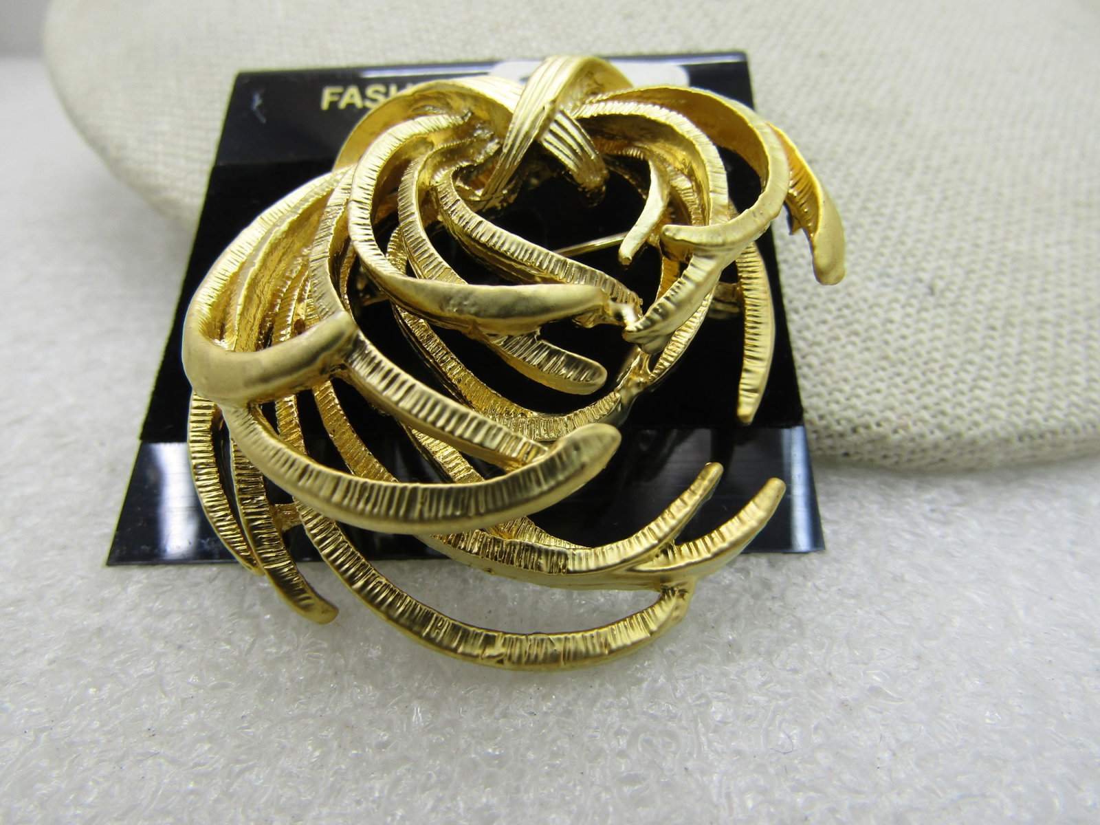 Vintage Tiered Curved Swag Brooch, Gold Tone, - 5