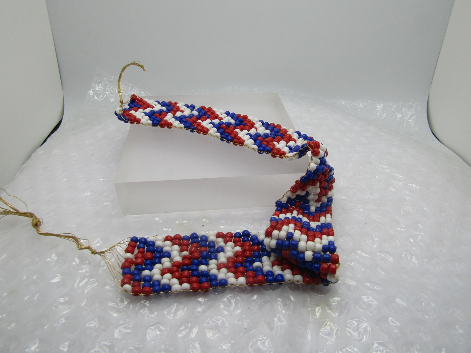 Vintage Red, White, Blue Woven Seed Bead Band, Repurpose (1 of 6)