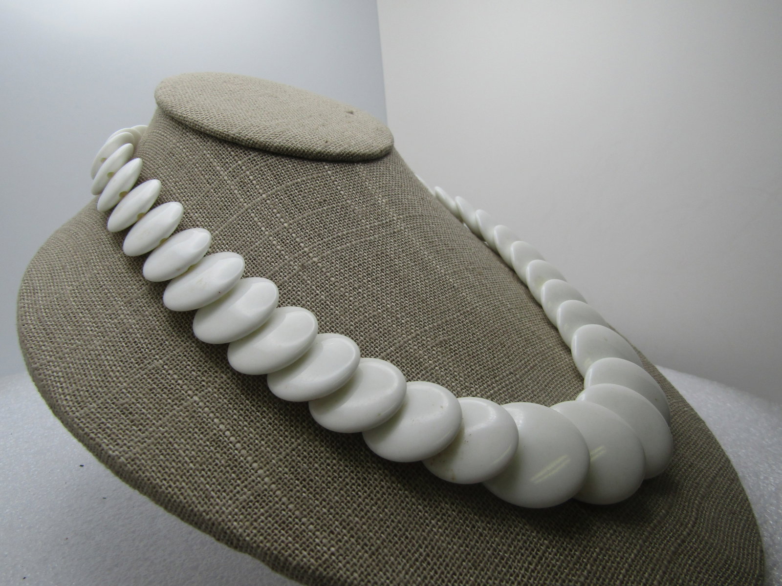 Vintage White Graduated Lucite Necklace, Trifari, 24", 1960's - 3
