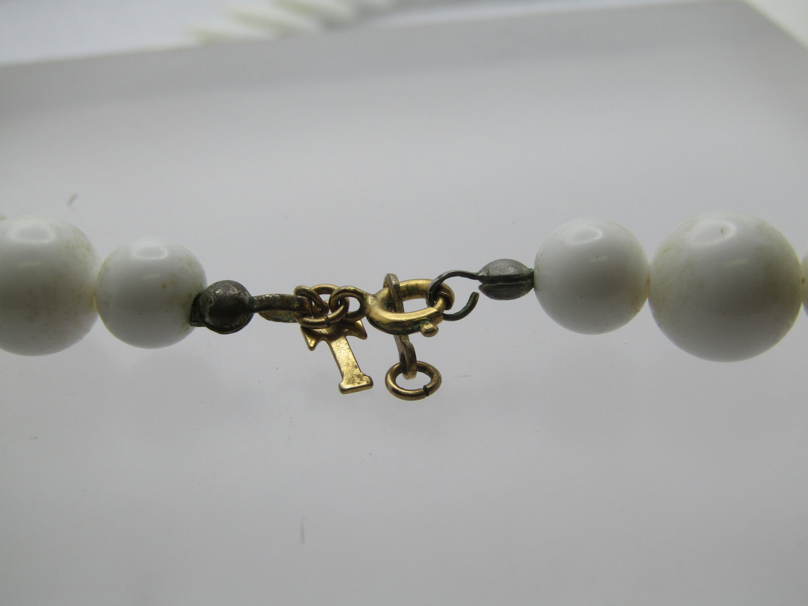 Vintage White Graduated Lucite Necklace, Trifari, 24", 1960's - 4