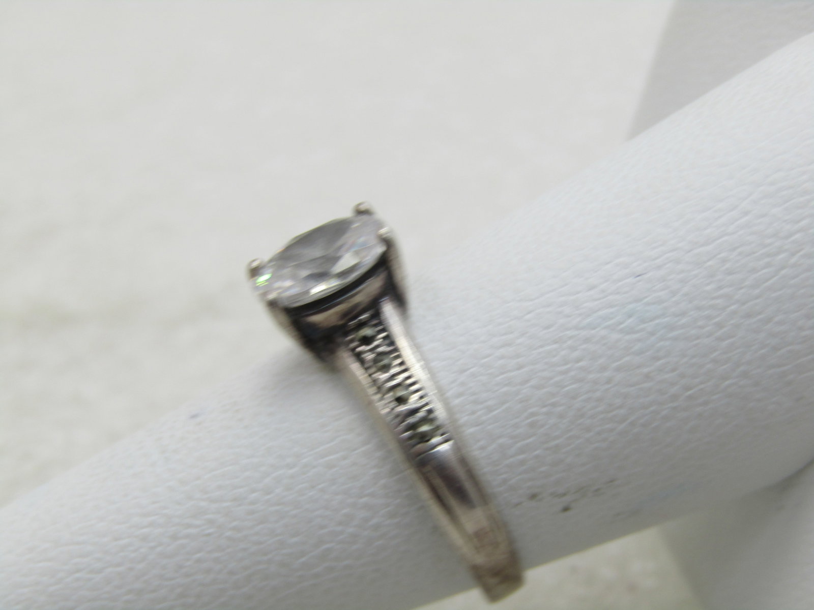 Vintage Sterling Silver Clear Stone & Marcasite Ring, Sz. 8 - 2