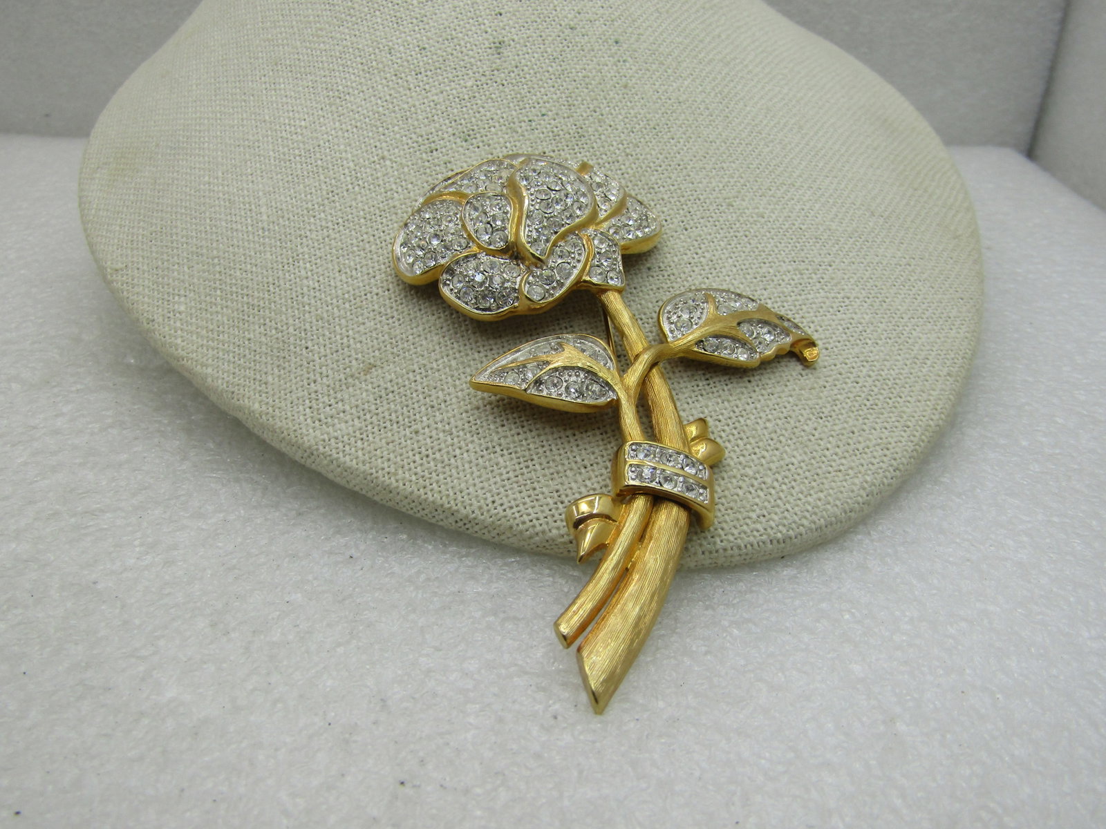 Vintage Nolan Miller Pave Rhinestone Rose Brooch, 3.5" (1 of 7)