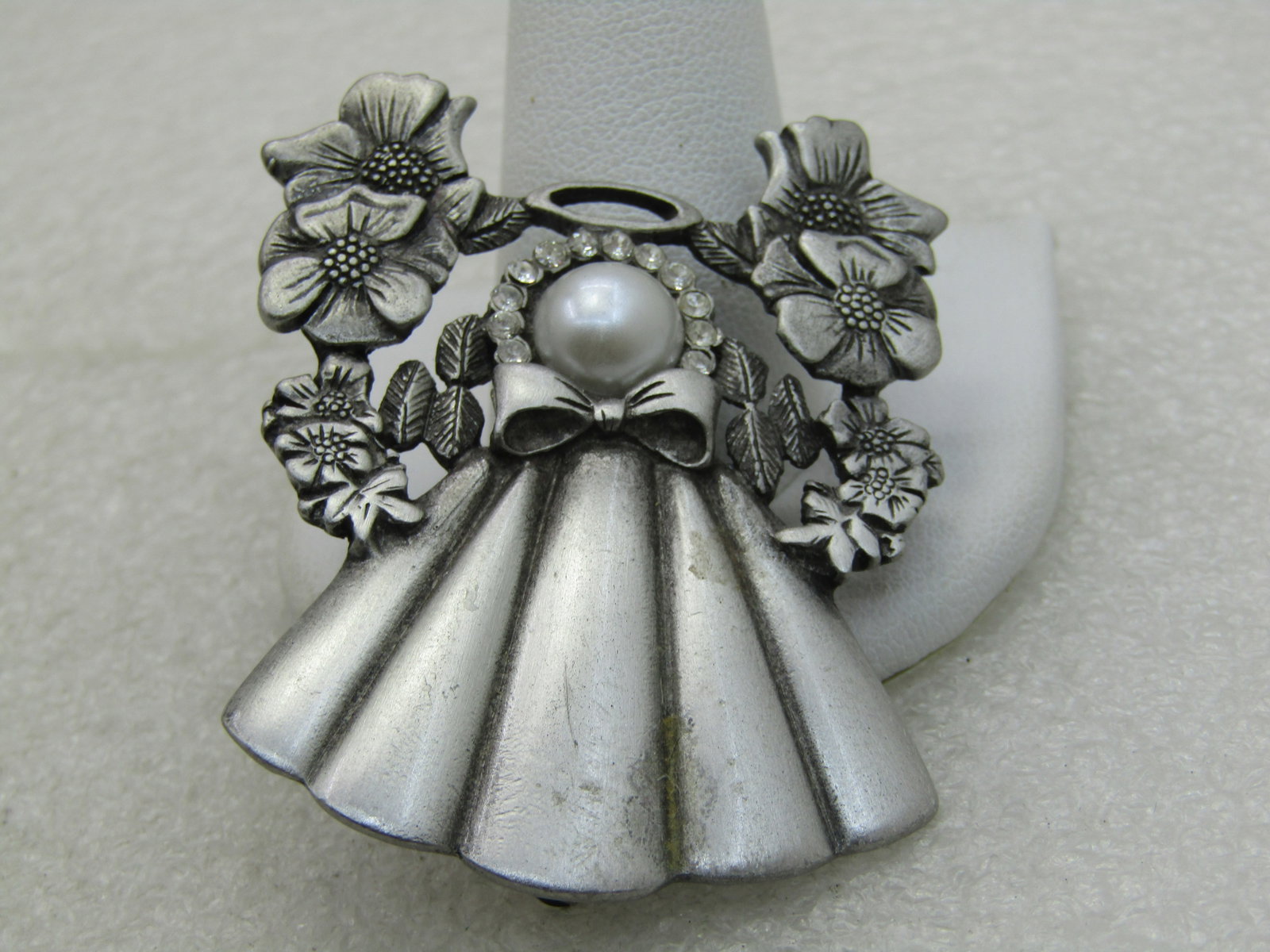 Vintage Pewter Angel Brooch by Jane, hand signed Jane, 2" - 3