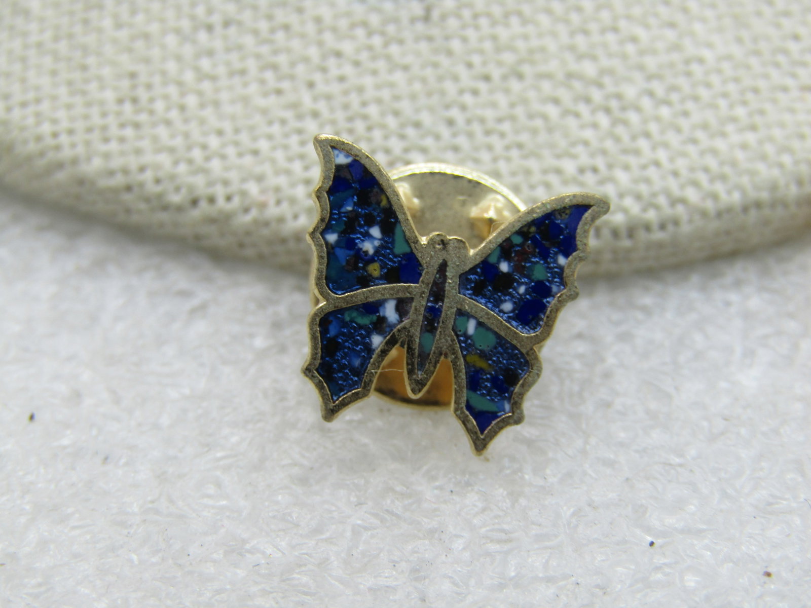 3 Pins/Tacs, Inlaid Butterfly, Piano, Red Stud, Gold Tone, 1960's-1980's - 4
