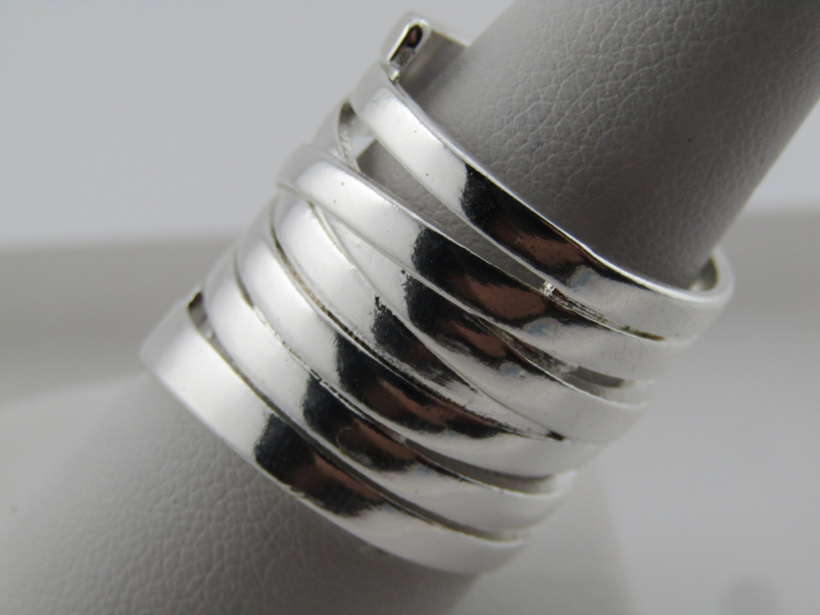 Silver Tone Long Wrapped Mod Ring, Sz. 9, 1990's - 2