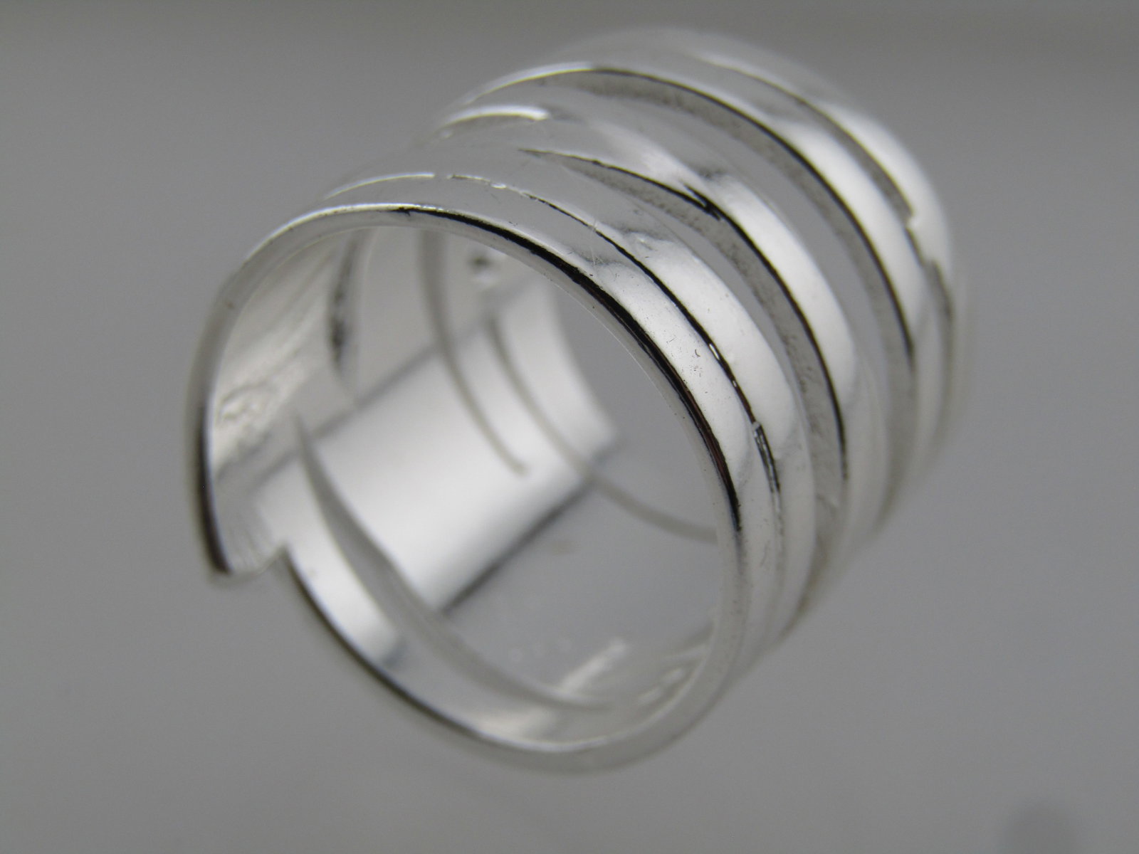 Silver Tone Long Wrapped Mod Ring, Sz. 9, 1990's - 5