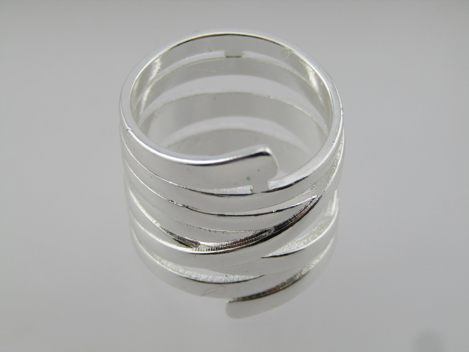 Silver Tone Long Wrapped Mod Ring, Sz. 9, 1990's - 6