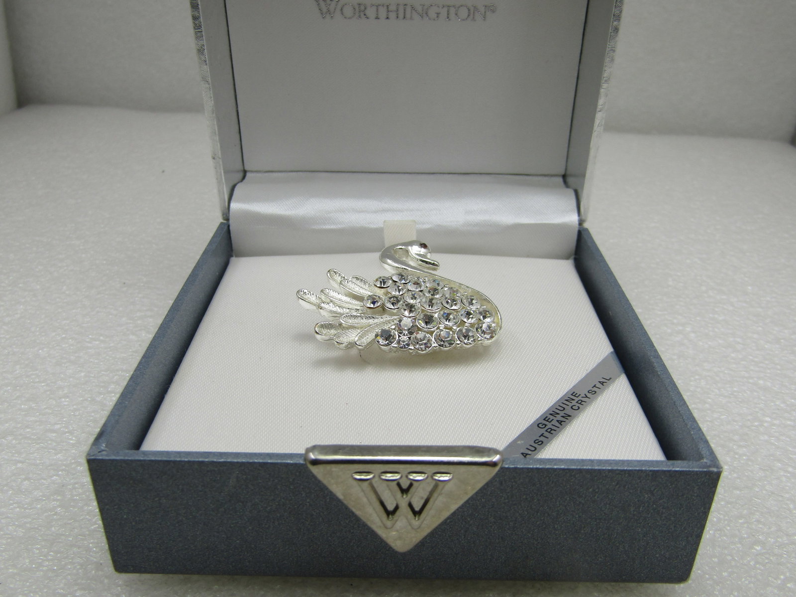 Vintage Austrian Crystal Swan Brooch by Worthington (1 of 4)