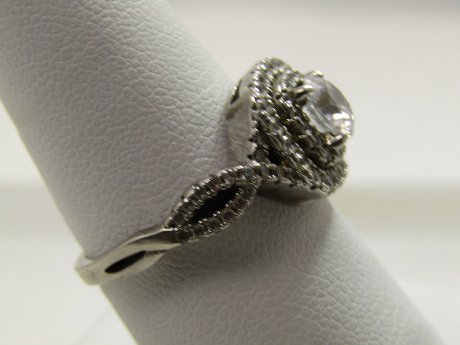 Vintage Sterling Clear Stone Halo Ring, Sz. 8.25, 1990's - 3