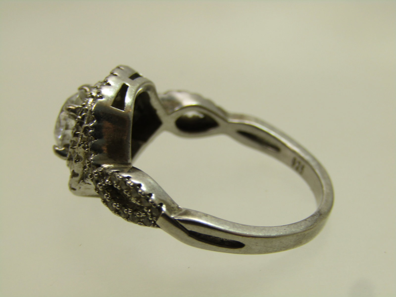 Vintage Sterling Clear Stone Halo Ring, Sz. 8.25, 1990's - 6