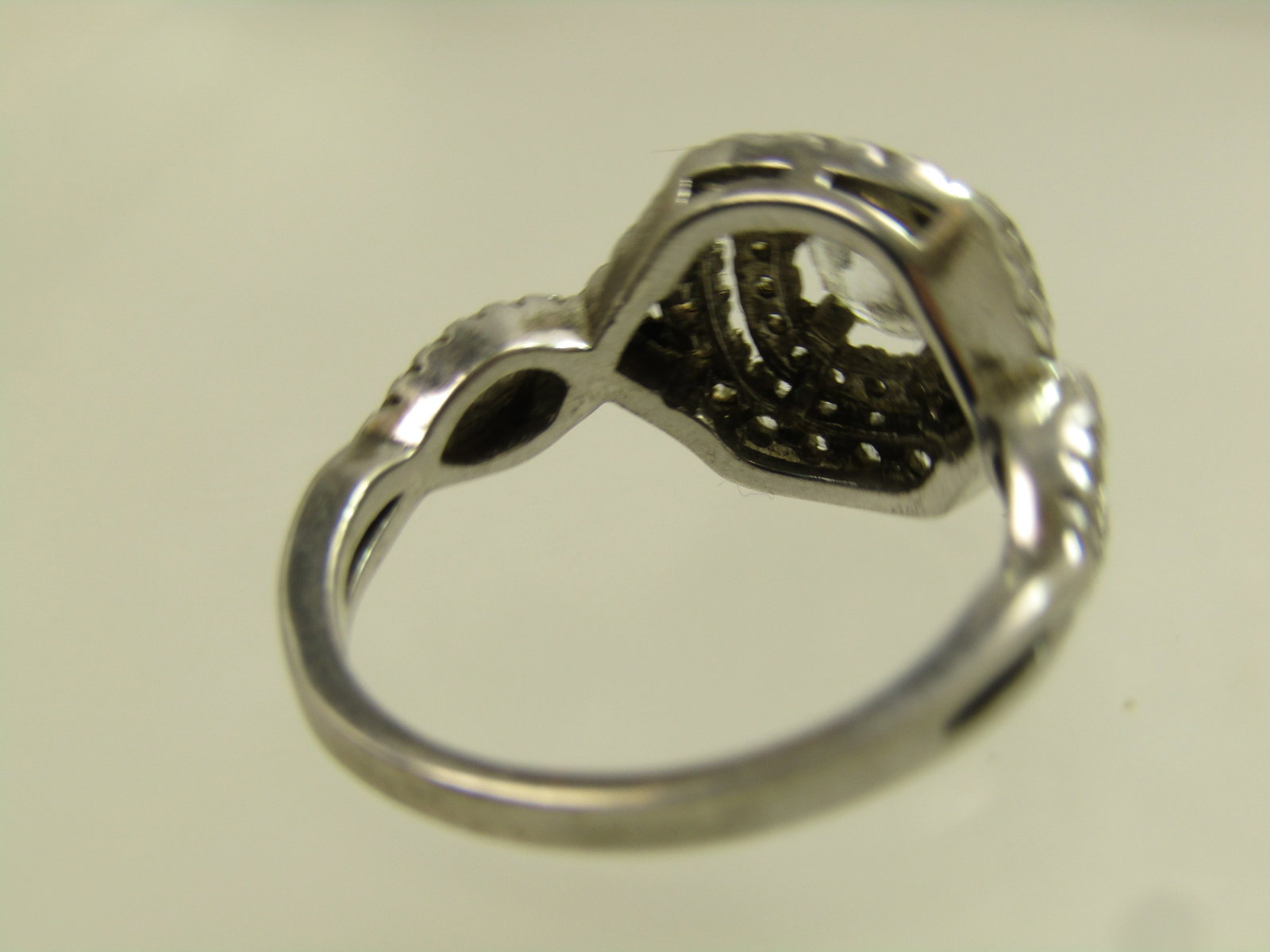 Vintage Sterling Clear Stone Halo Ring, Sz. 8.25, 1990's - 7