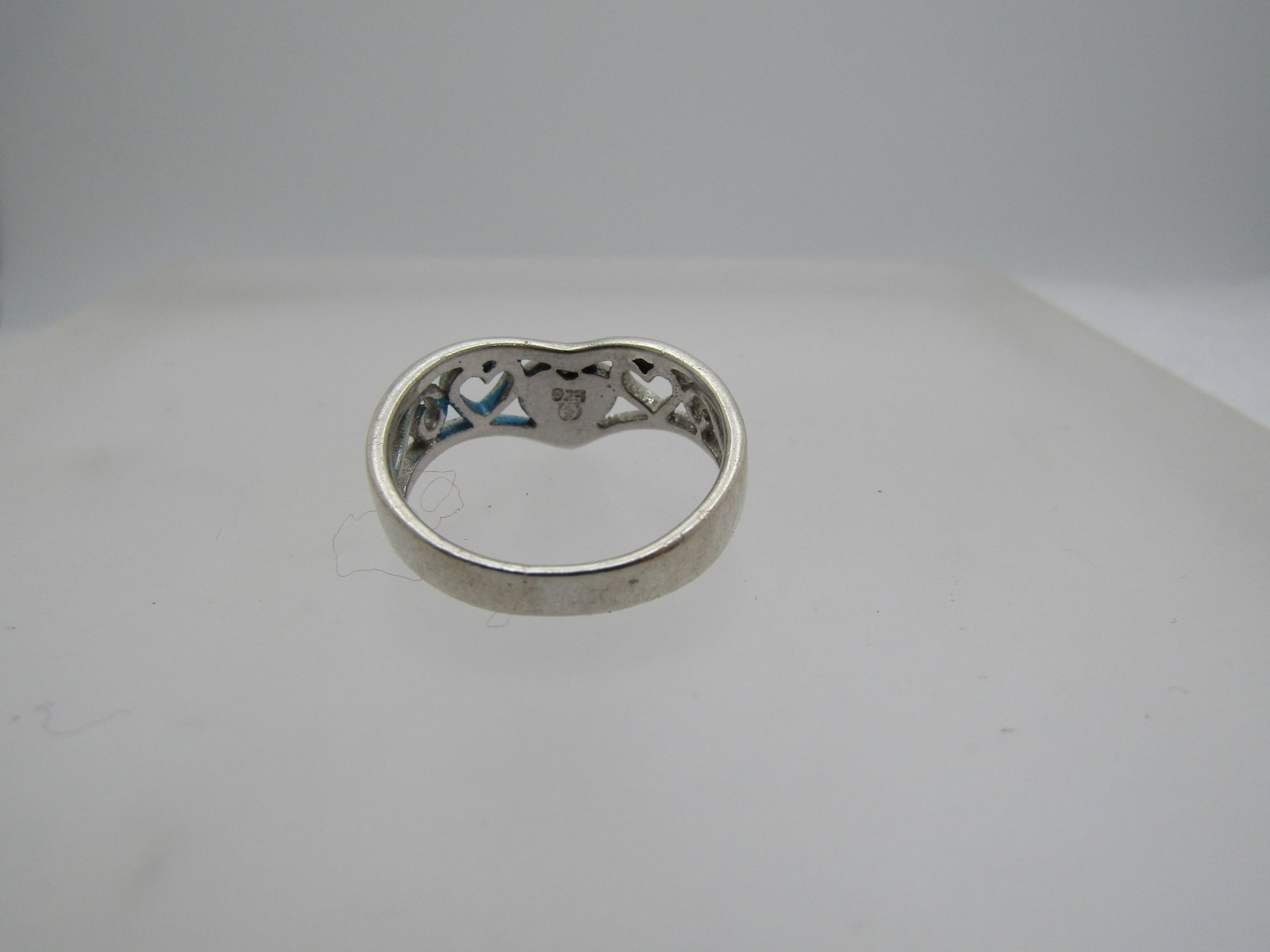 Vintage Sterling Faux Inlaid Opal Heart Ring, Sz. 7.25, 1970's-1980's Signed - 6