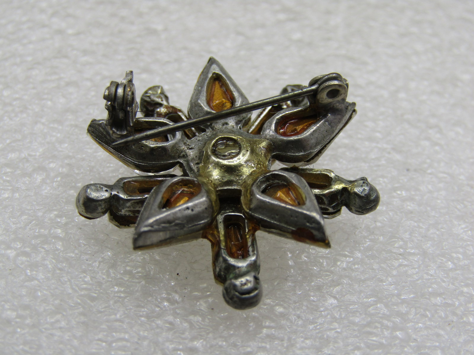 Vintage Sterling Rhinestone Art Deco Brooch, Signed HSB - 6