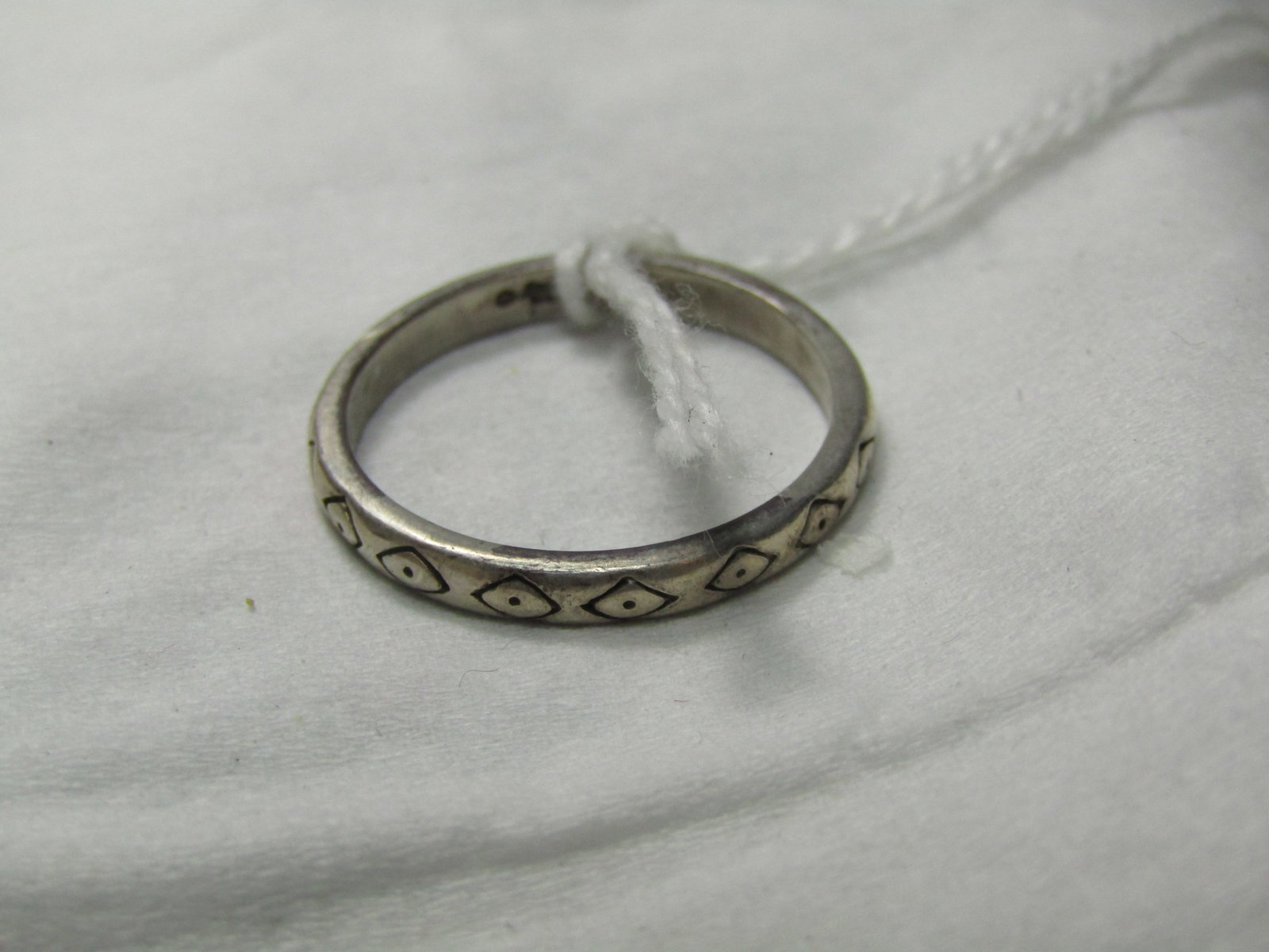 Vintage Sterling Carolyn Pollack Relios Stamped Stackable Ring, Sz. 9 (1 of 6)