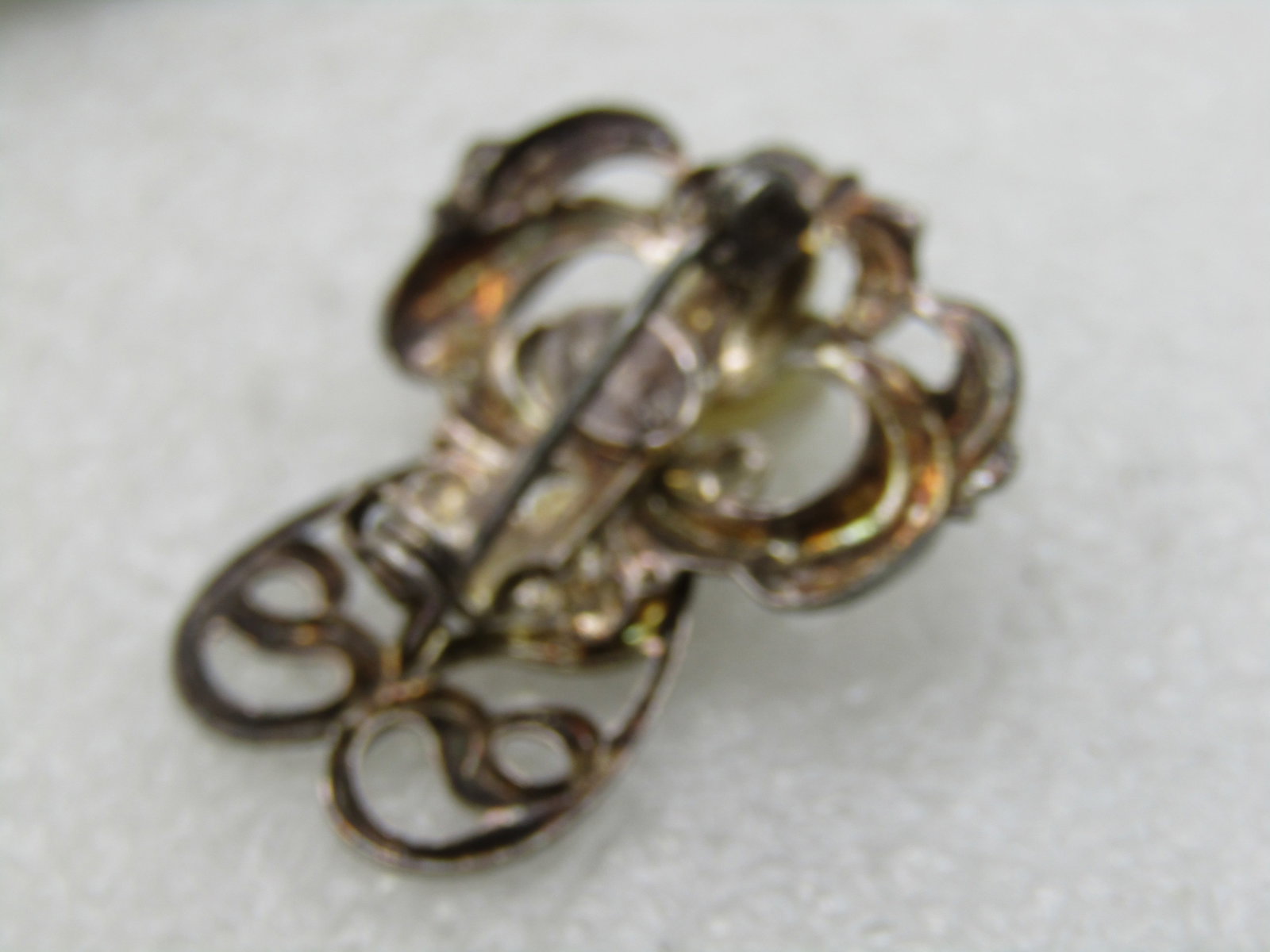 Vintage Angel Brooch Signed Jane with Faux Pearl Red Heart - 4