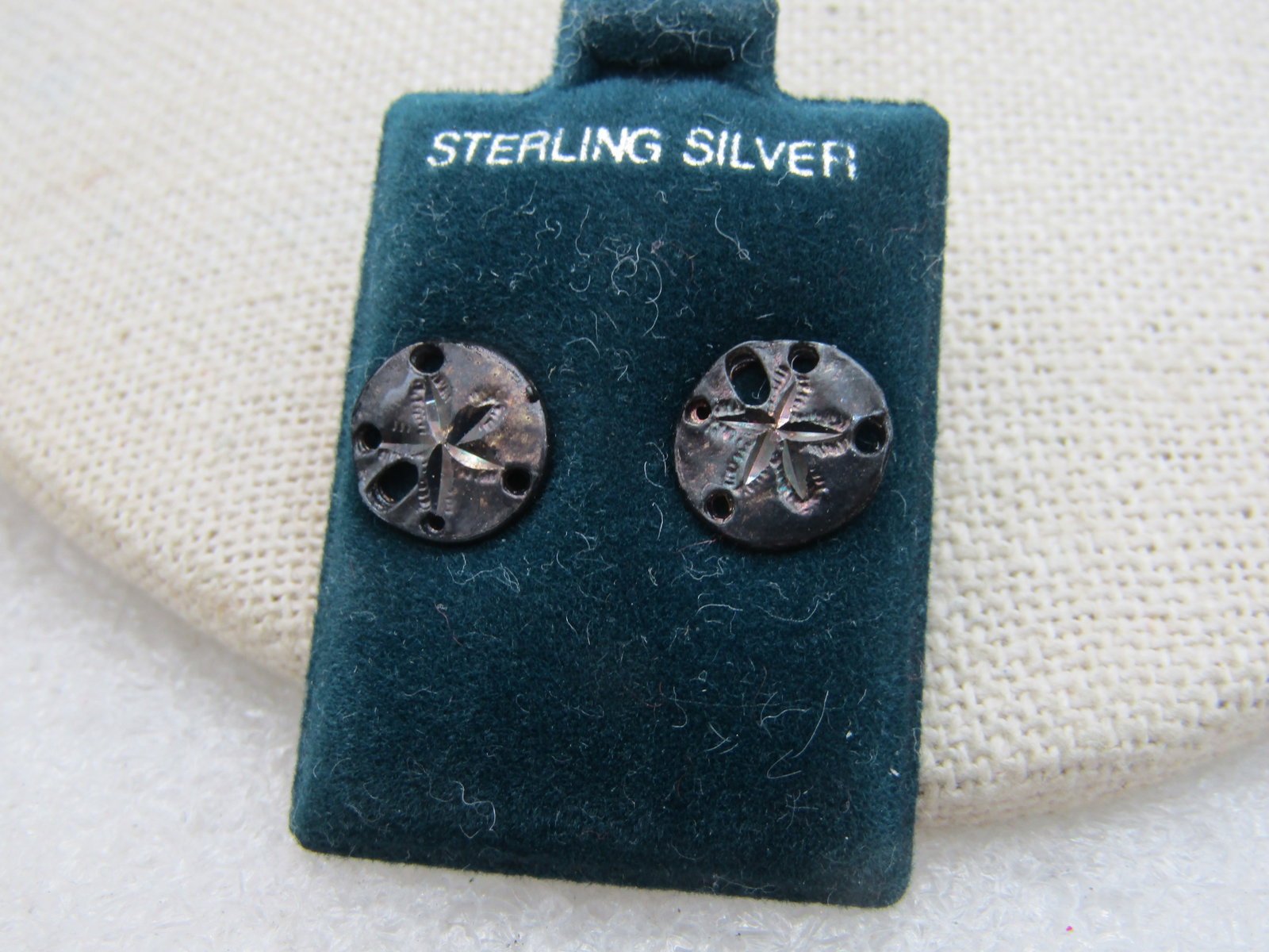 Vintage Sterling Silver Sand Dollar Earrings, Pierced, 1/3" - 3