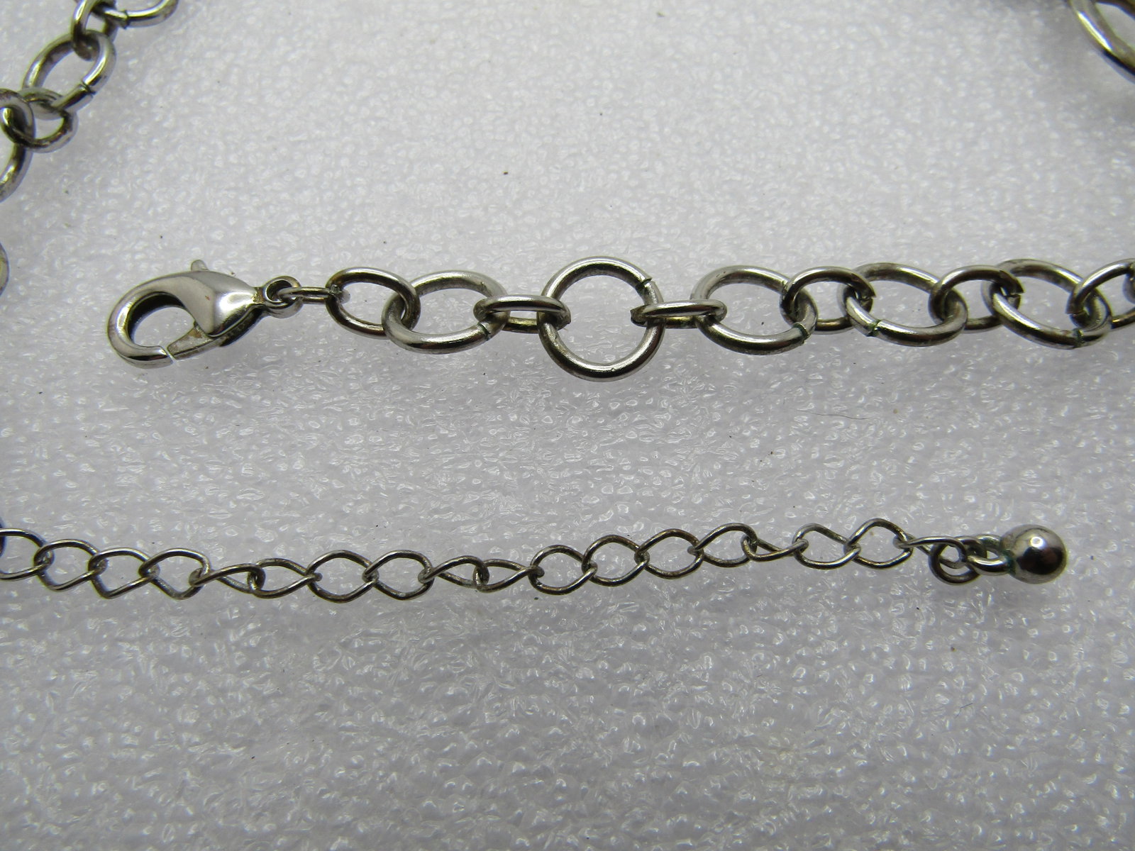 Vintage Hammered Drop Necklace, Rhinestones, Two-Tone, 18", 1980's - 7