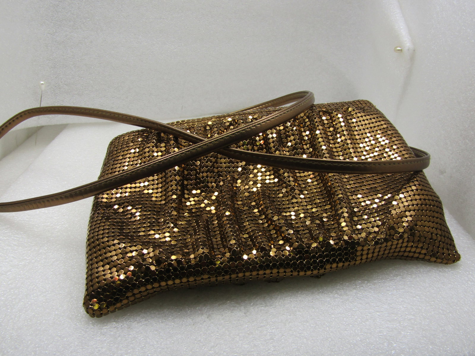 Whiting & Davis International Mesh Purse, Cross Body, Gold (1 of 7)